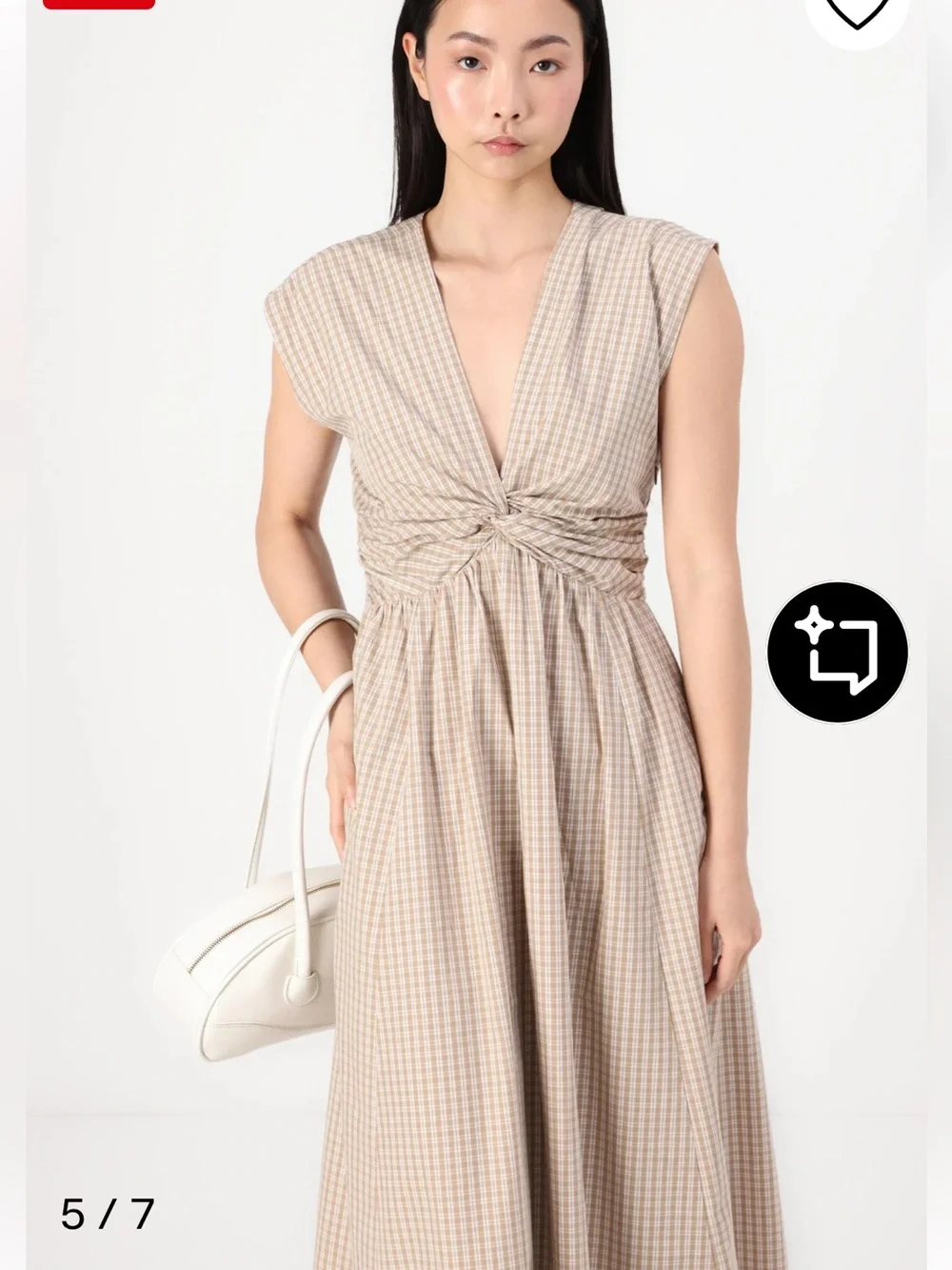 Abercrombie & Fitch Twist Bodice Plaid Brown & Ivory Maxi Cotton Dress, Small